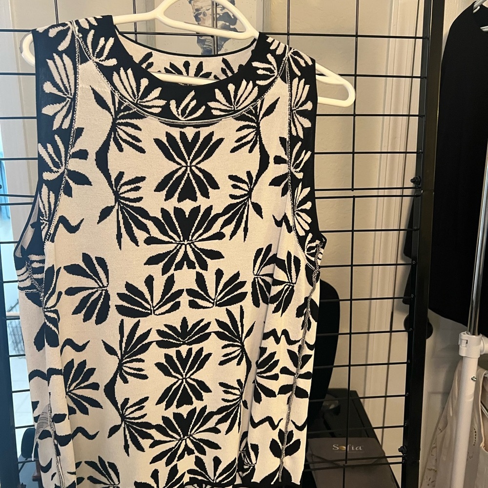 Chico's Black and White Floral Blouse
